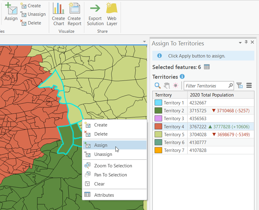 Territory Design Assign Pane