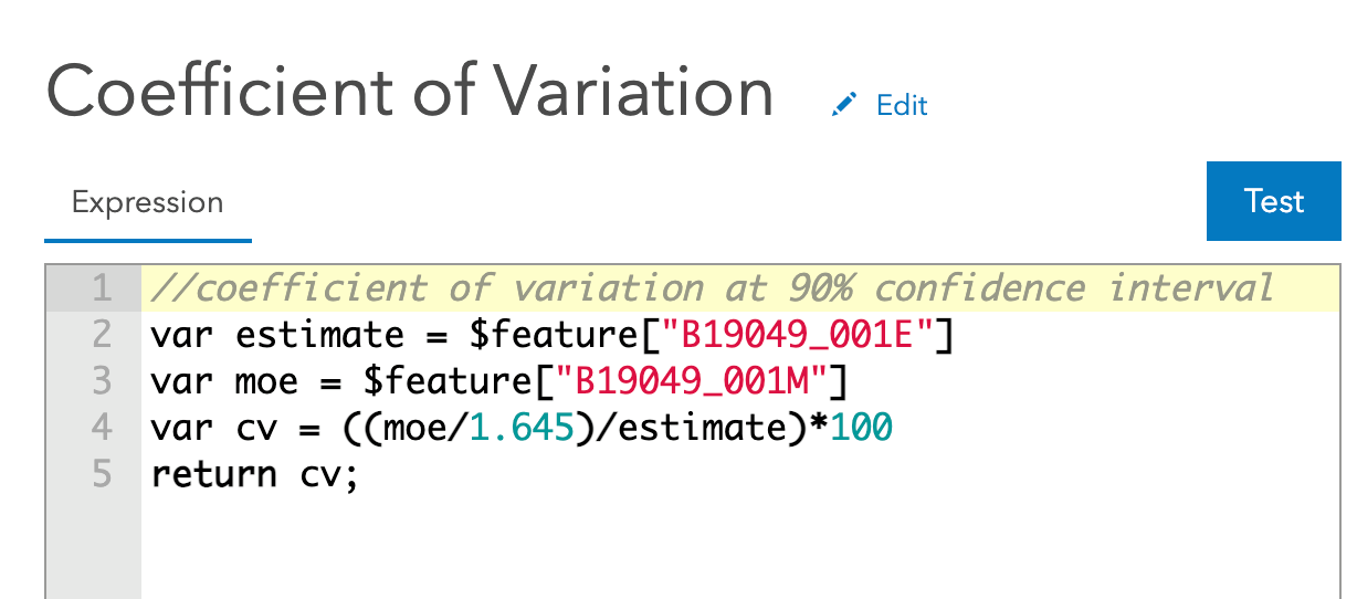 Coefficient of Variation Arcade Expression