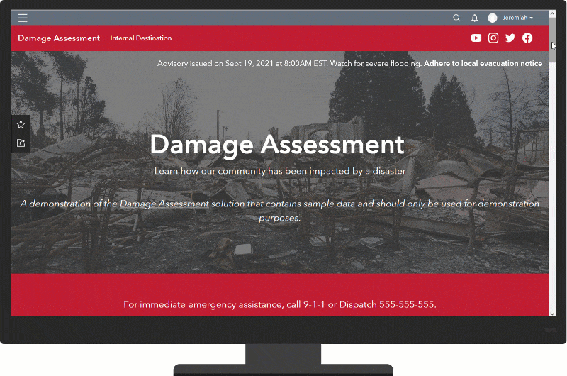 An image of Damage Assessment Hub to engage the community.