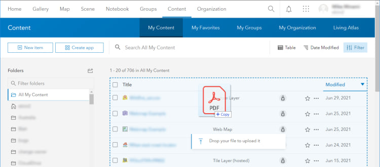 Drag and Drop file on My Content Drag and Drop file on My Content