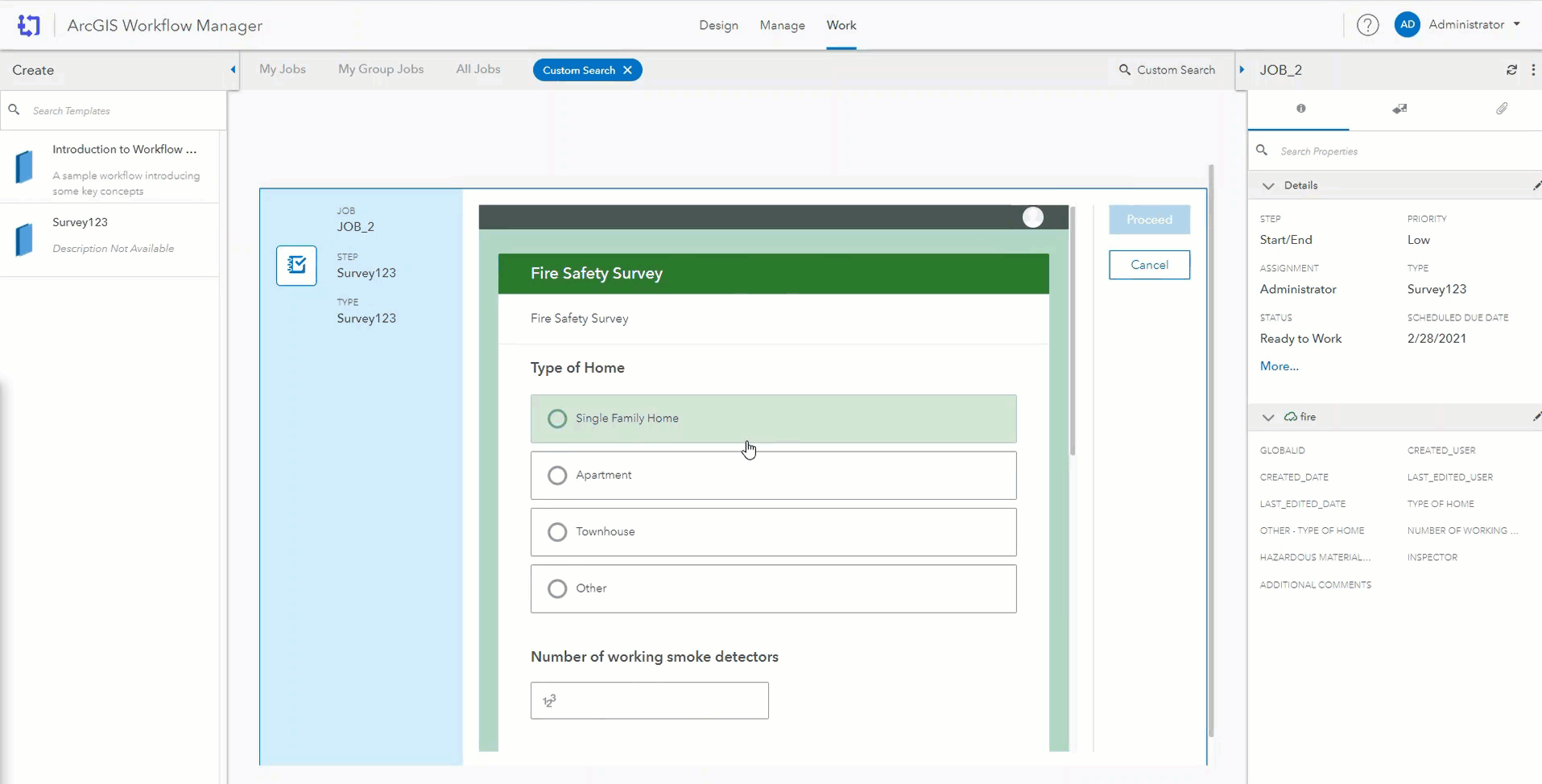 A survey within Workflow Manager