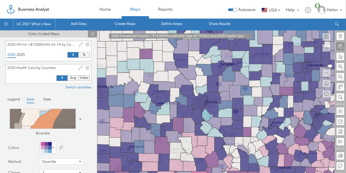 Color coded maps