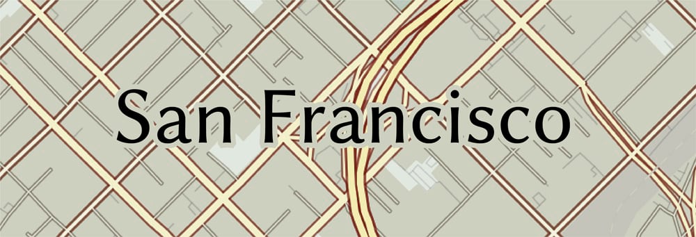 The San Francisco map label with a halo in the same color as the background