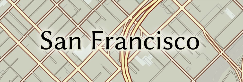 The San Francisco map label with a blurred white halo