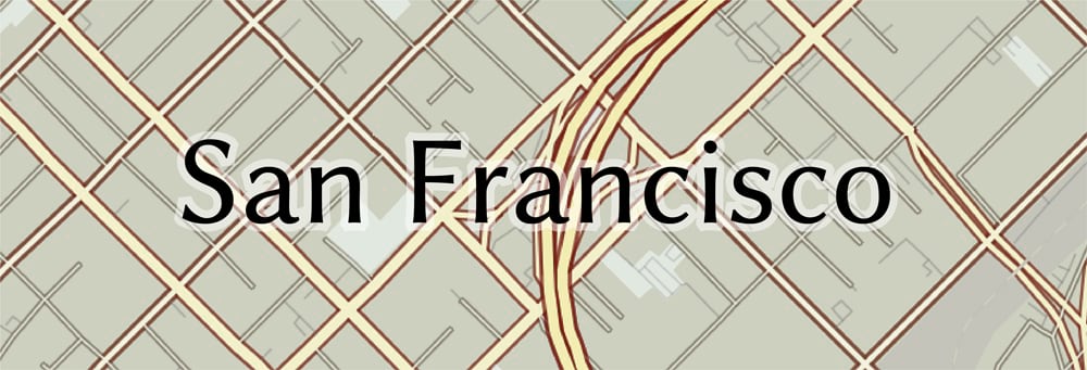 The San Francisco map label with a semi-transparent white halo The San Francisco map label with a semi-transparent white halo
