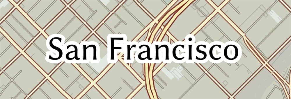The San Francisco map label with a broad white halo The San Francisco map label with a broad white halo