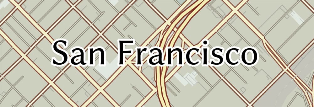 The San Francisco map label with a thin white halo