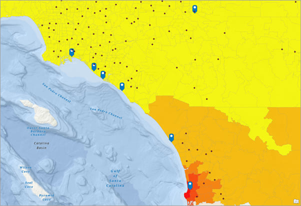 Results of Huff Model in map. Results of Huff Model in map.
