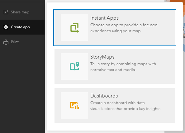 Within New Map Viewer: Create App -> Instant Apps. Within New Map Viewer: Create App -> Instant Apps.