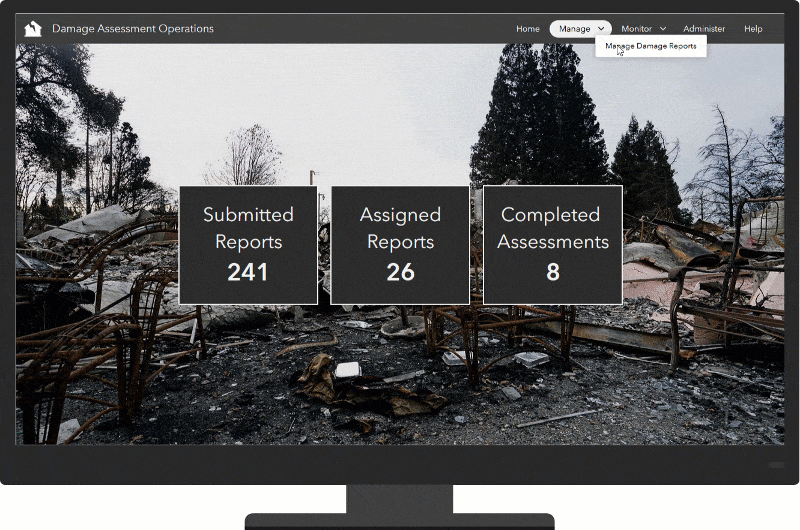 An image of the Damage Operations application for assessment managers to review and assign reports. An image of the Damage Operations application for assessment managers to review and assign reports.