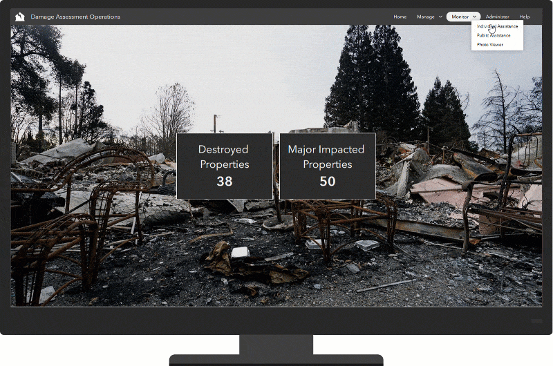 An image of dashboards to monitor damage assessments