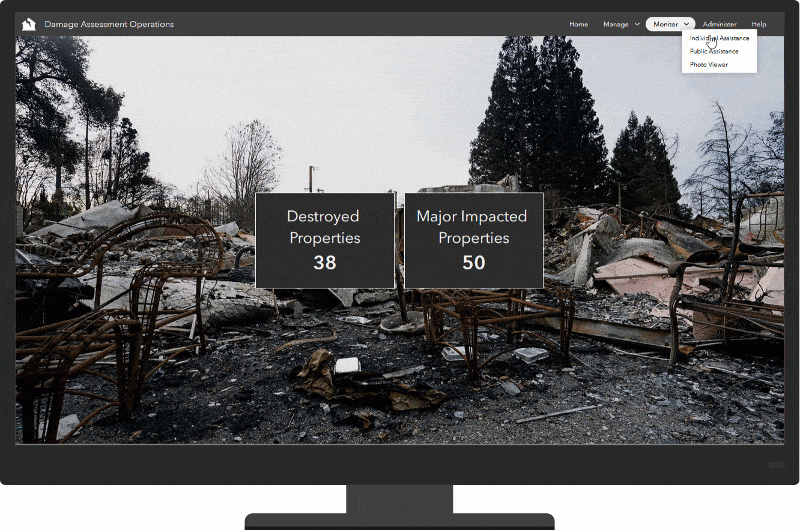 An image of dashboards to monitor damage assessments An image of dashboards to monitor damage assessments