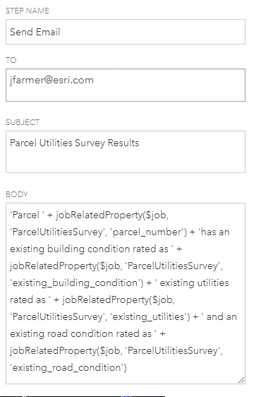 Workflow Manager Send Email Step Configuration