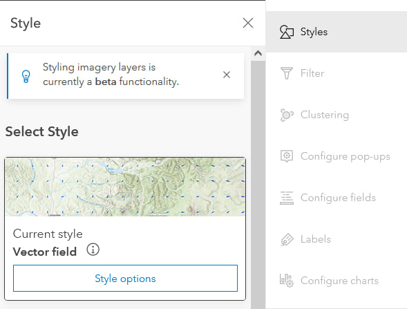 Selecting Vector Field style