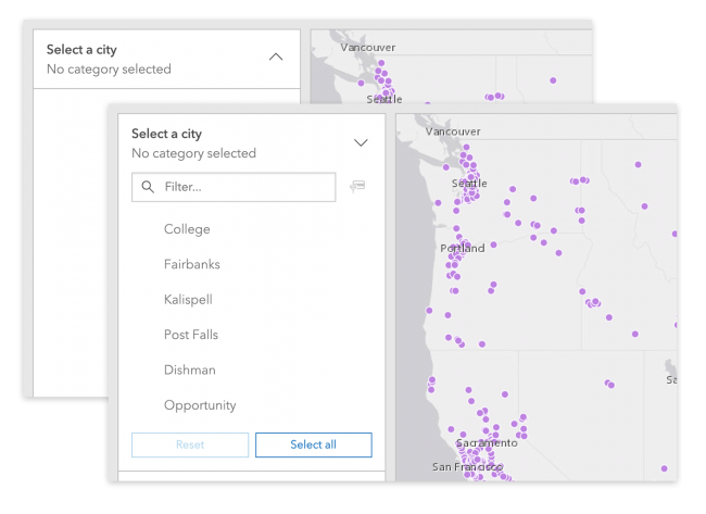 Views can open and close accordion selectors as needed.