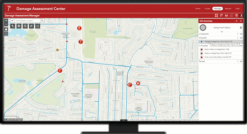 Outage Damage Assessment can be used to perform damage assessments and respond to outages caused by severe weather. Outage Damage Assessment can be used to perform damage assessments and respond to outages caused by severe weather.