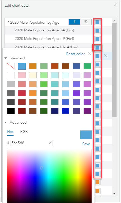 Differentiate series using color swatch