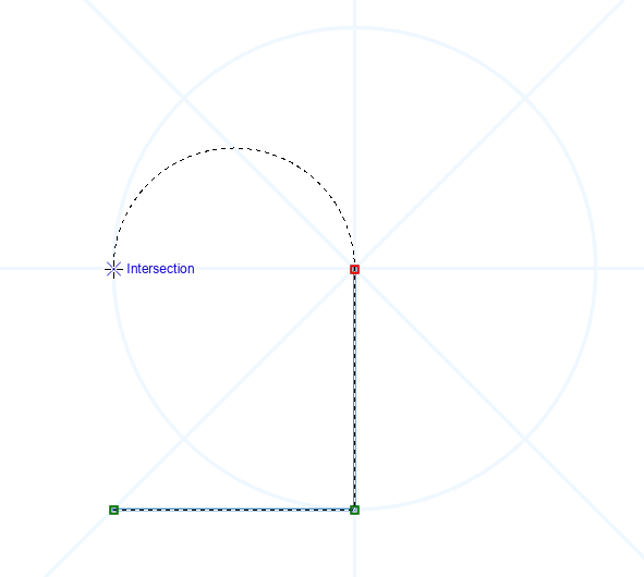 The third segment is a curve with an arc length equal and tangent to the previous.