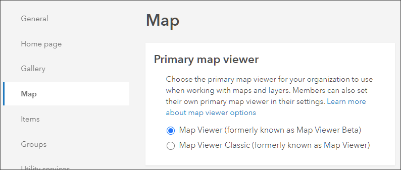 Administrator primary map viewer settings