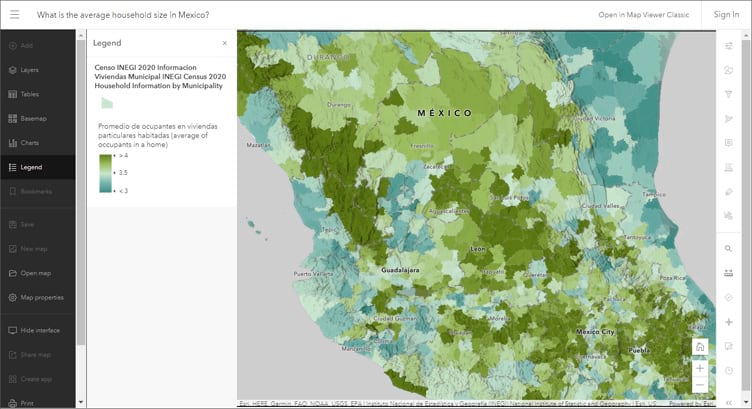 Average household size in Mexico