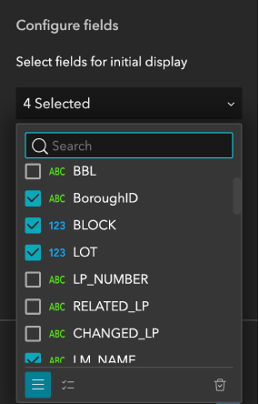 Select display fields in Table