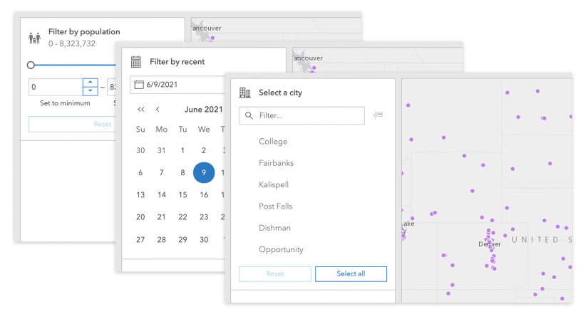 Icons appear to the left of the selector title. Icons appear to the left of the selector title.