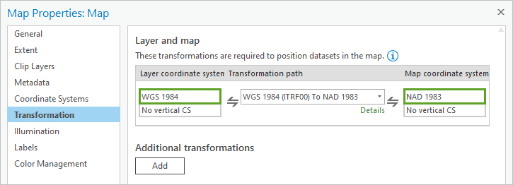 Transformation page with GCS highlighted Transformation page with GCS highlighted