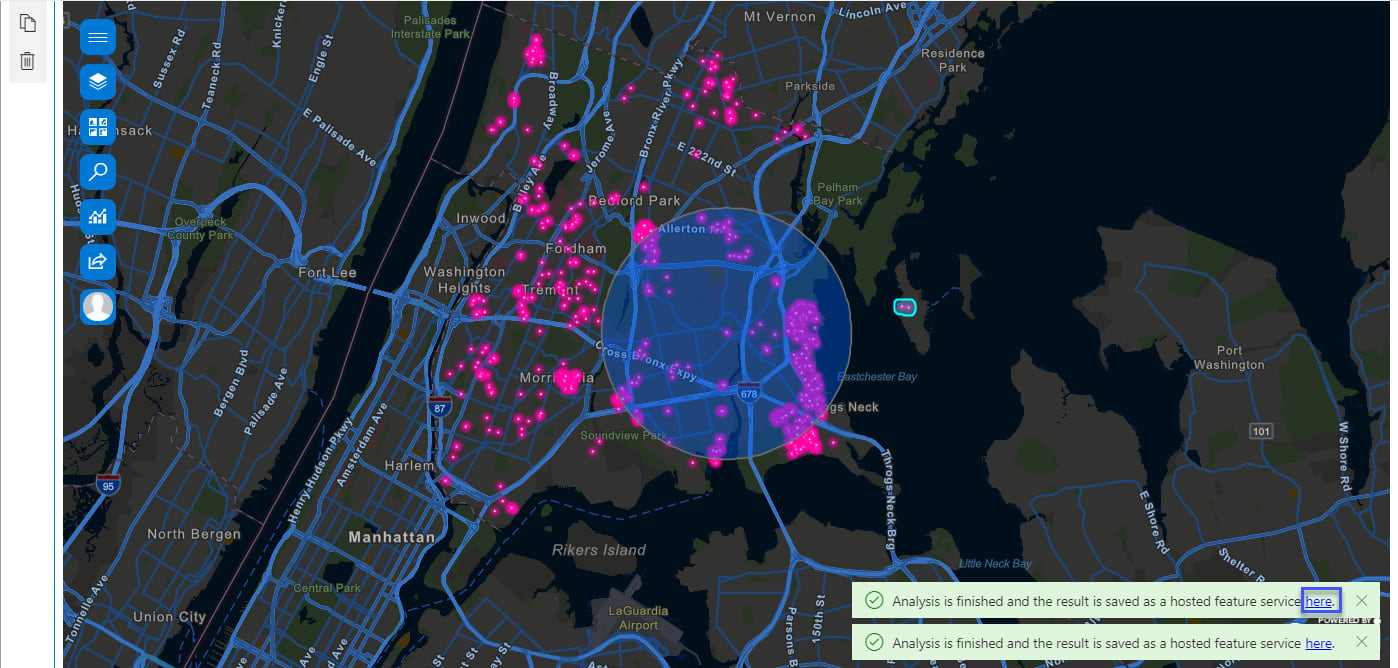 ArcGIS for SharePoint Buffer/ Drive time results saved in ArcGIS Online