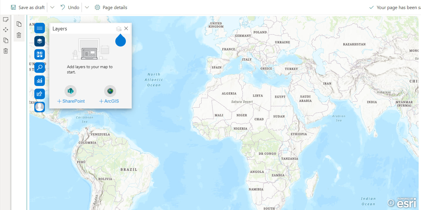 ArcGIS for SharePoint Layers pane ArcGIS for SharePoint Layers pane