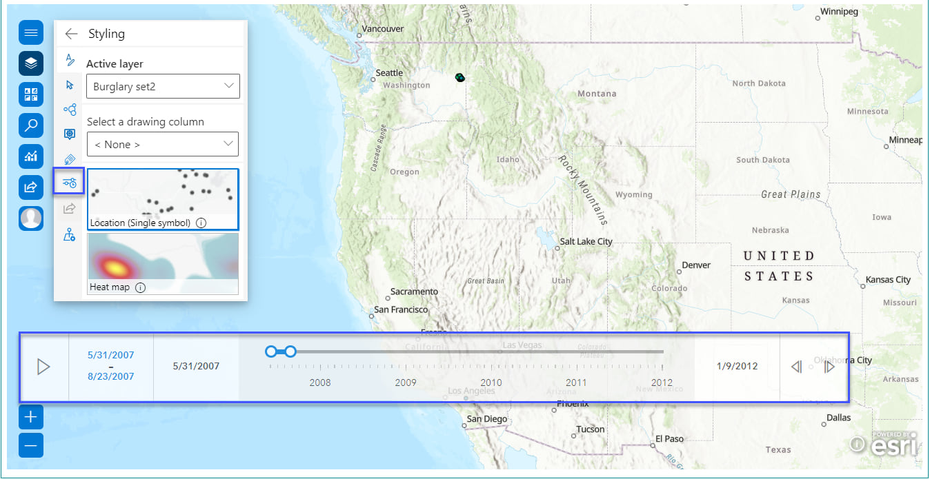 ArcGIS for SharePoint Time animation pane with Time slider