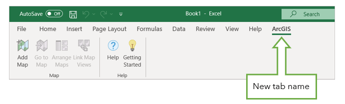 ArcGIS ribbon showing ArcGIS tab button