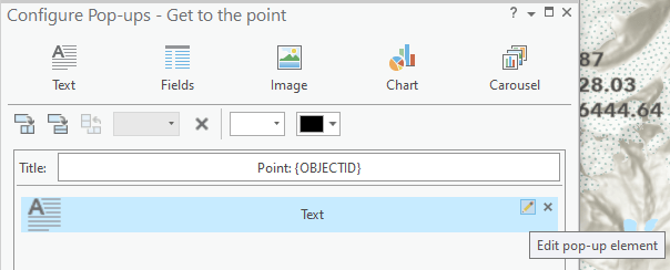 Edit text element from the configure pop-ups window in ArcGIS Pro