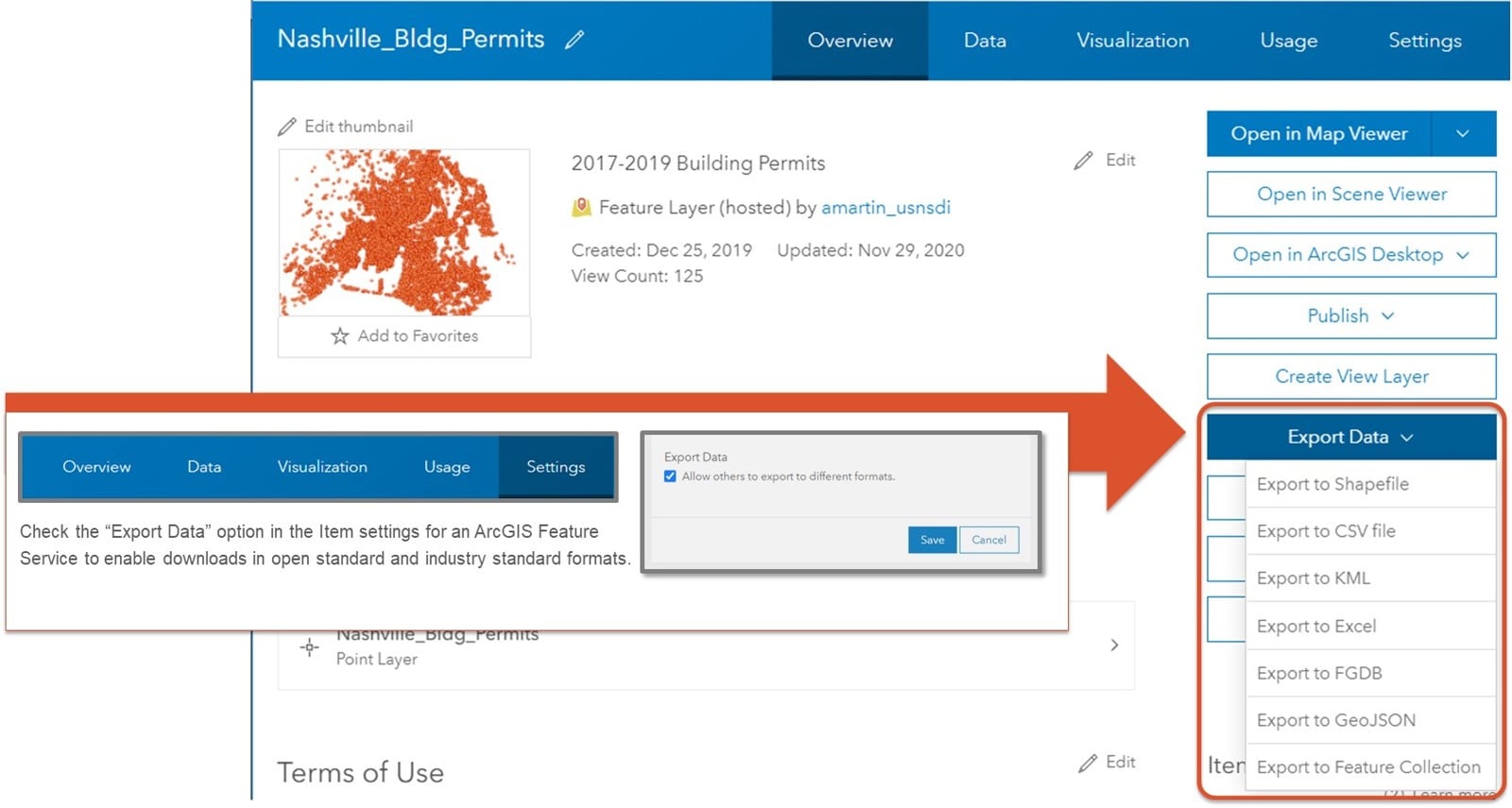 Check Export Data Setting to enable downloads Multiple formats