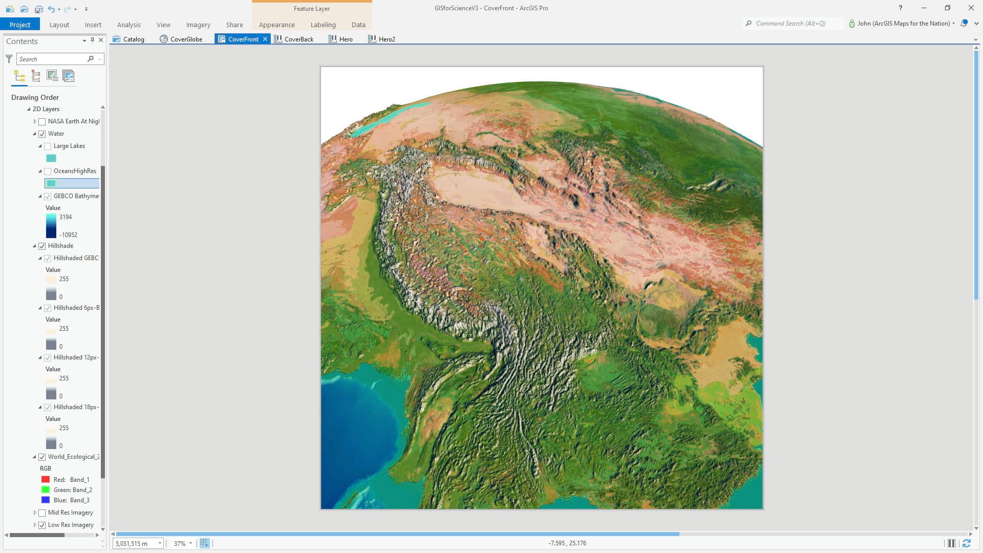 ArcGIS Pro 3D global scene with GEBCO bathymetry. ArcGIS Pro 3D global scene with GEBCO bathymetry.
