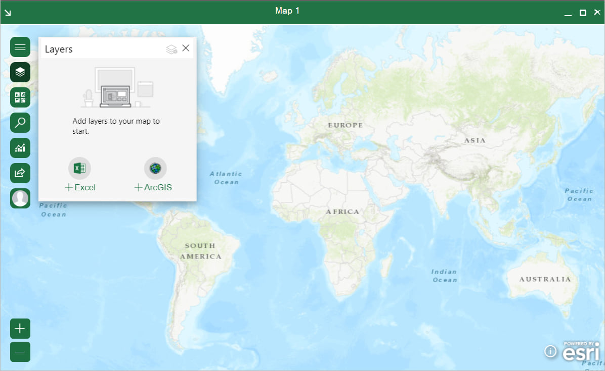 Map window in ArcGIS for Office