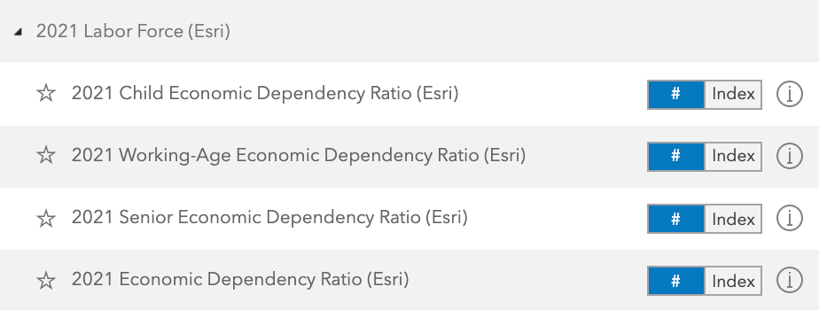 economic dependency ratio variables