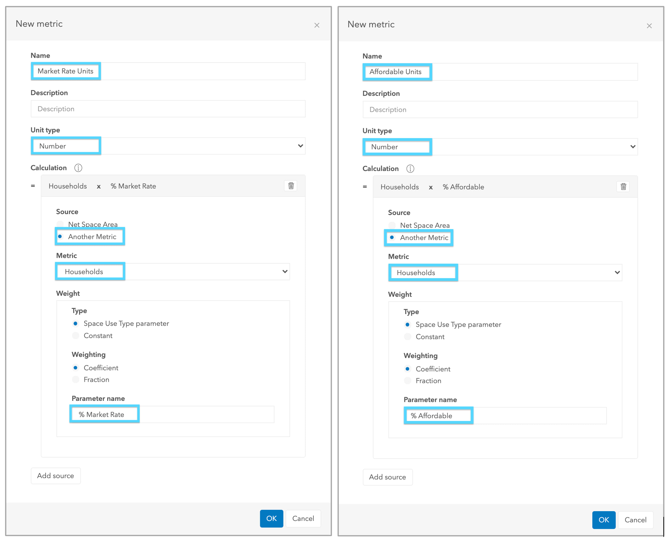 new metric settings dialog