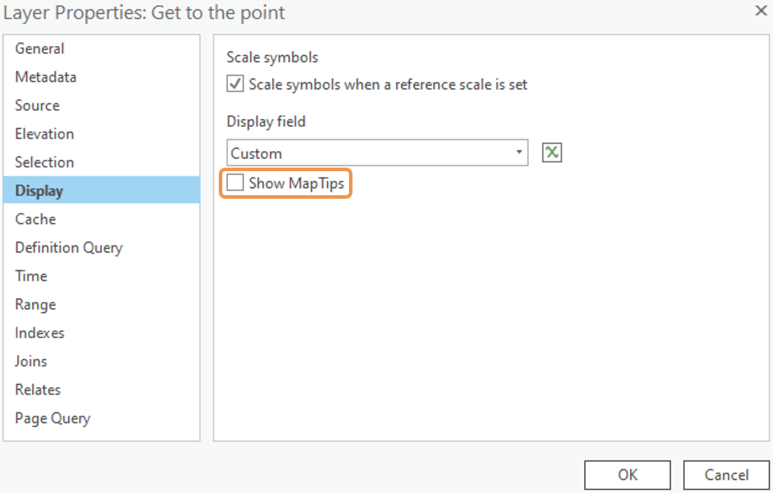 Layer properties > Display tab show maptips under Display field