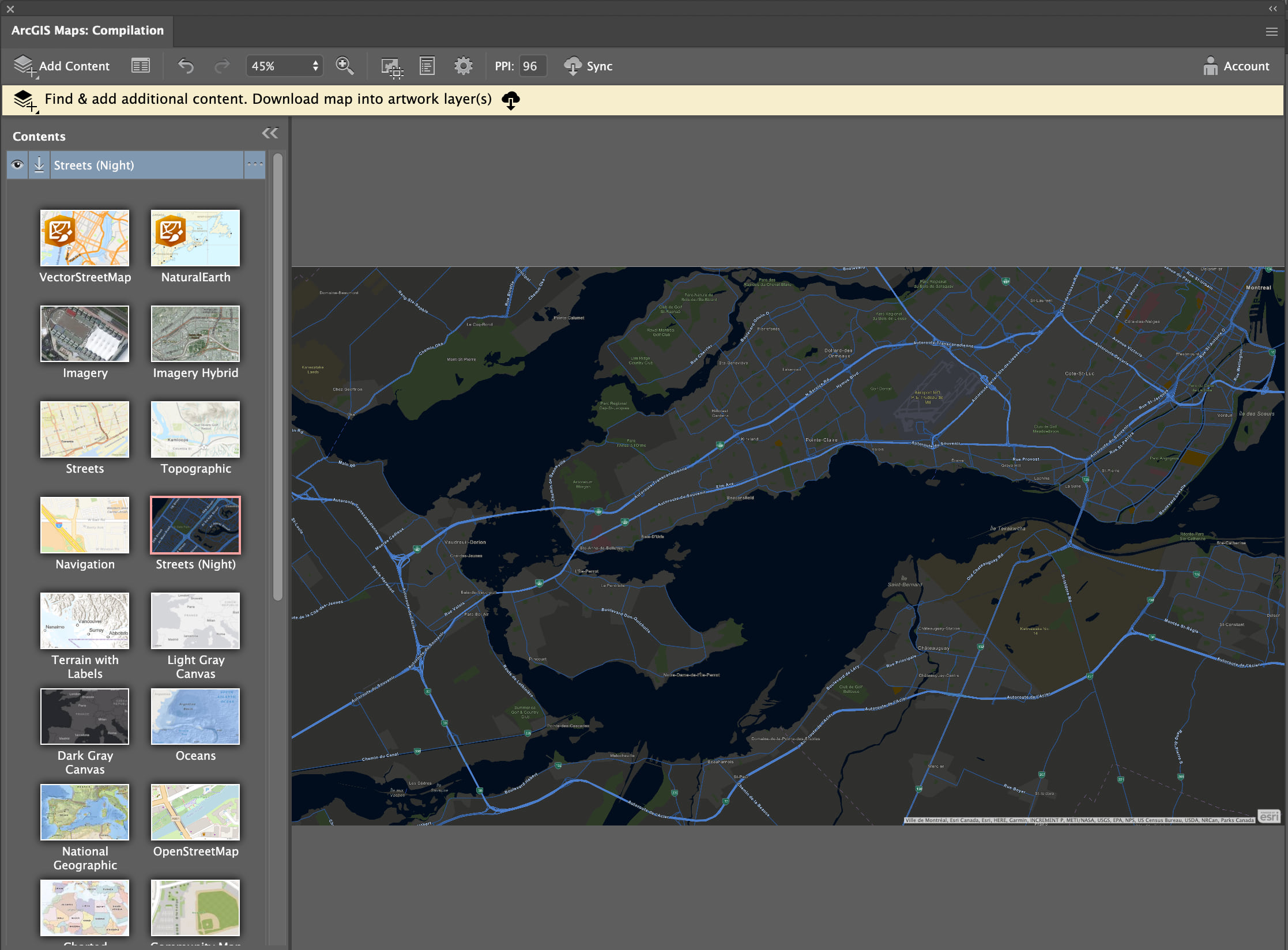 Choose from a range of vector basemaps