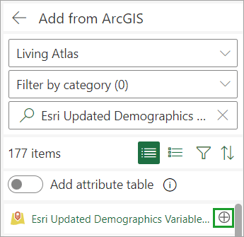 Esri Updated Demographics Variables layer added