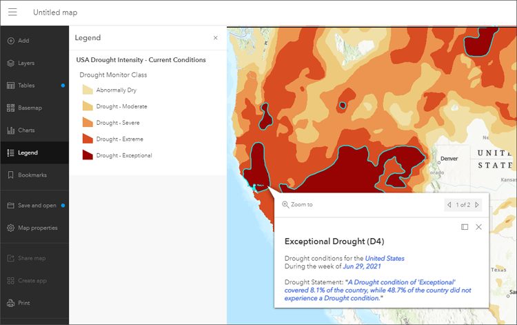 Current drought conditions map