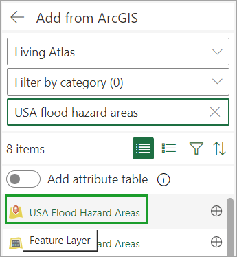 USA flood hazard areas feature layer selected USA flood hazard areas feature layer selected