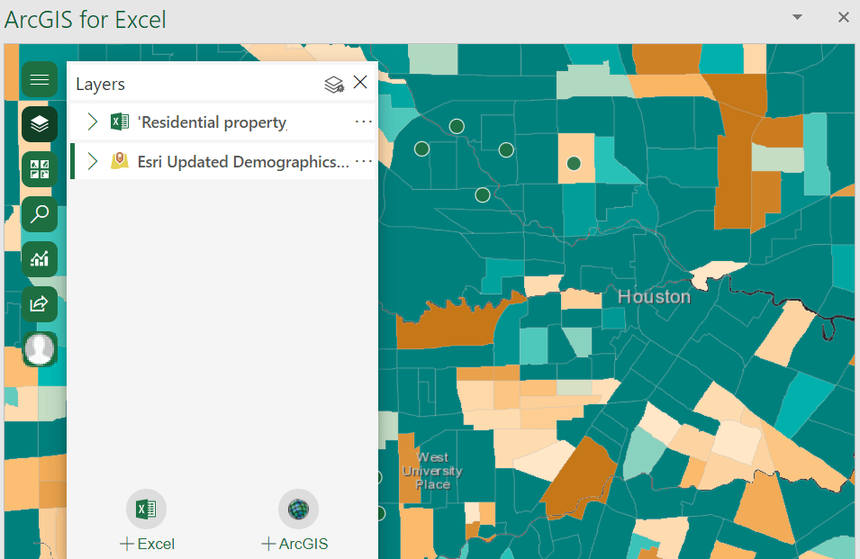 Layer list on map