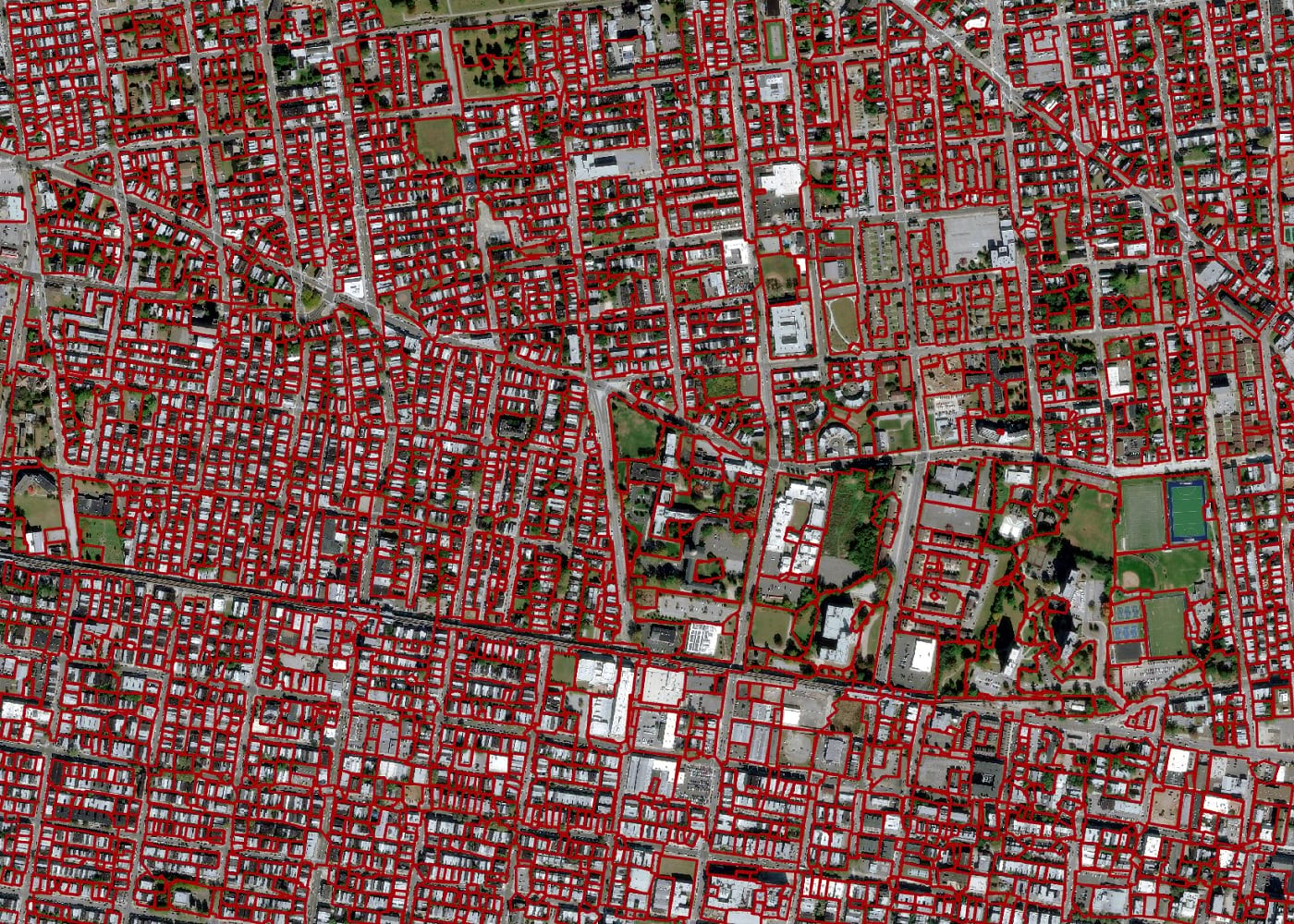 Residential parcels extracted using the pre-trained model