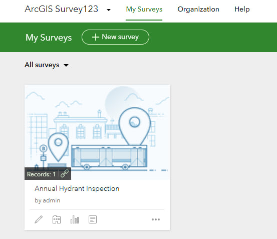 Survey123 Hydrant Survey Home Screen Survey123 Hydrant Survey Home Screen