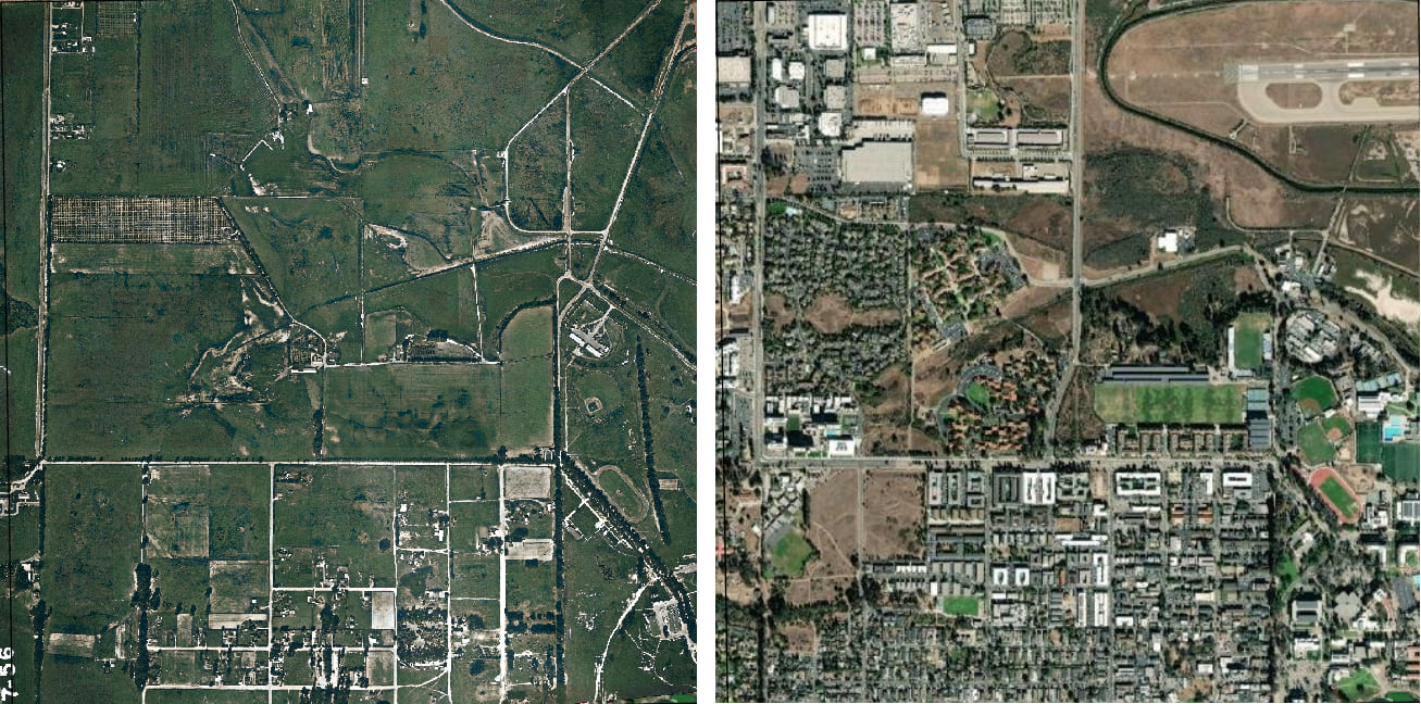 Comparison of 1956 and Current (2021) Developed Areas