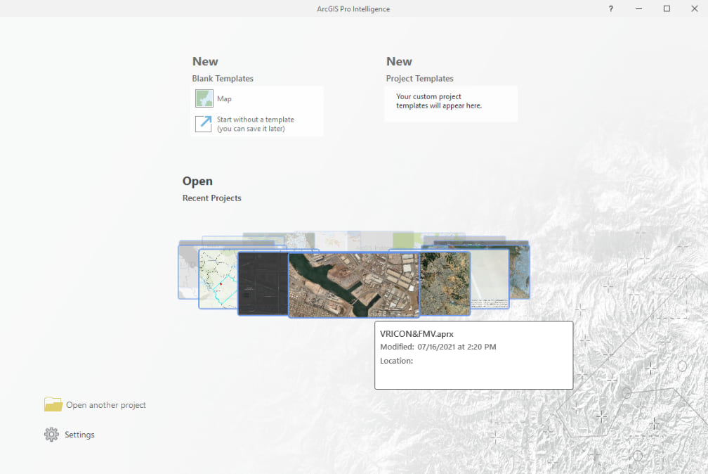 Open projects in ArcGIS Pro Intelligence