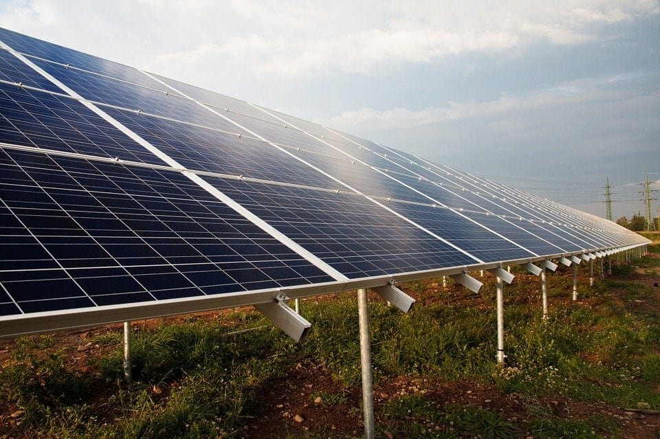 An array of solar panels