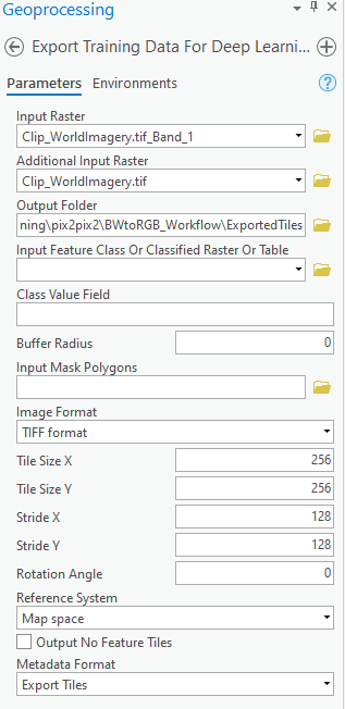 Export Training Data for Deep Learning tool