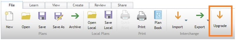 Upgrade button on File ribbon